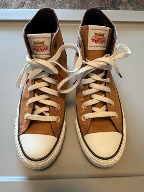Converse Kids High-Top Sneakers - Brown & White with Chuck’s Diner Logo